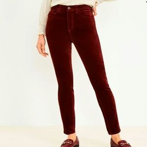 LOFT Sueded Skinny Pants in Burgundy
